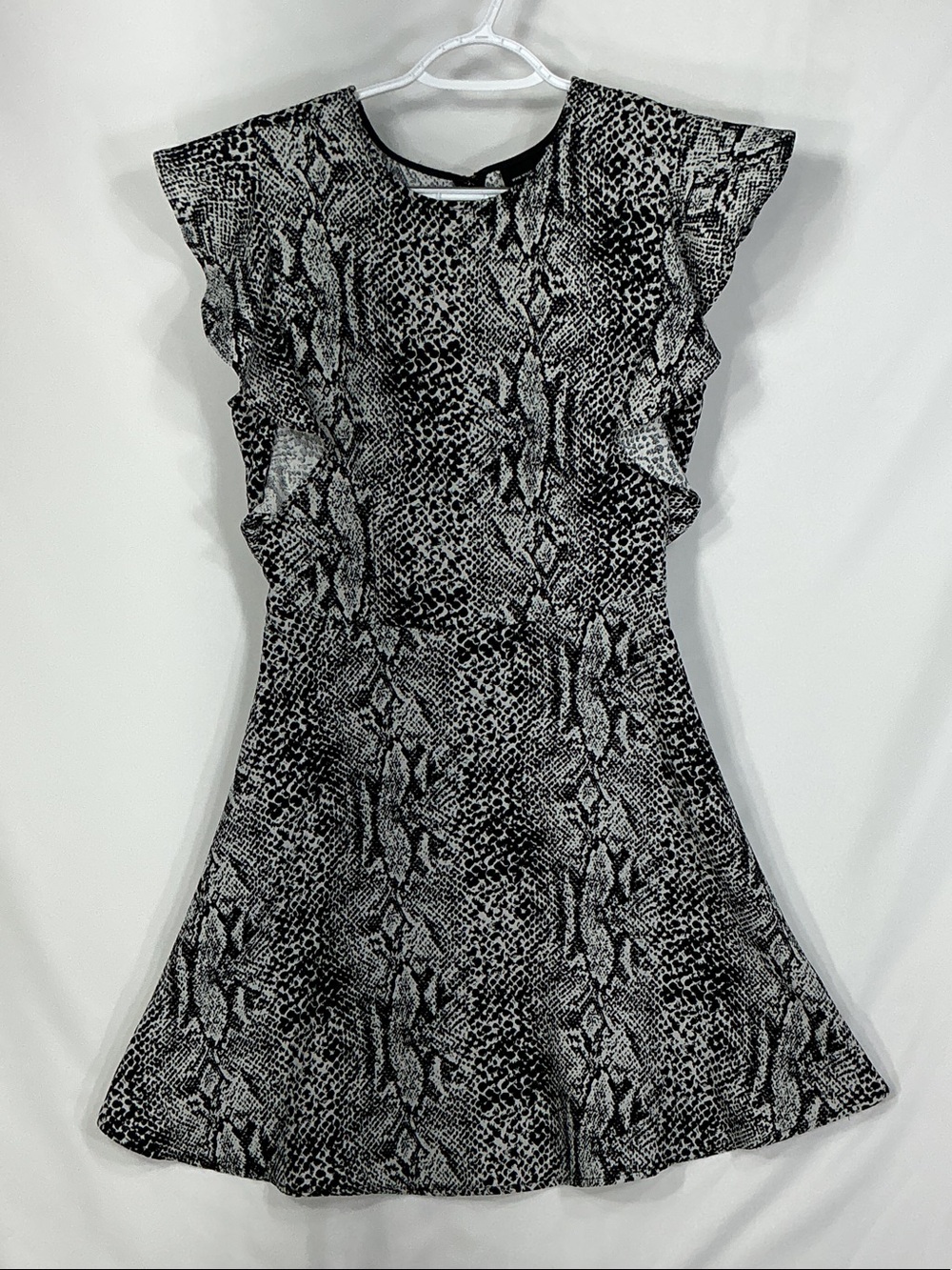 Who What Wear Black and White Snake Print Fit And Flare Midi Dress XS